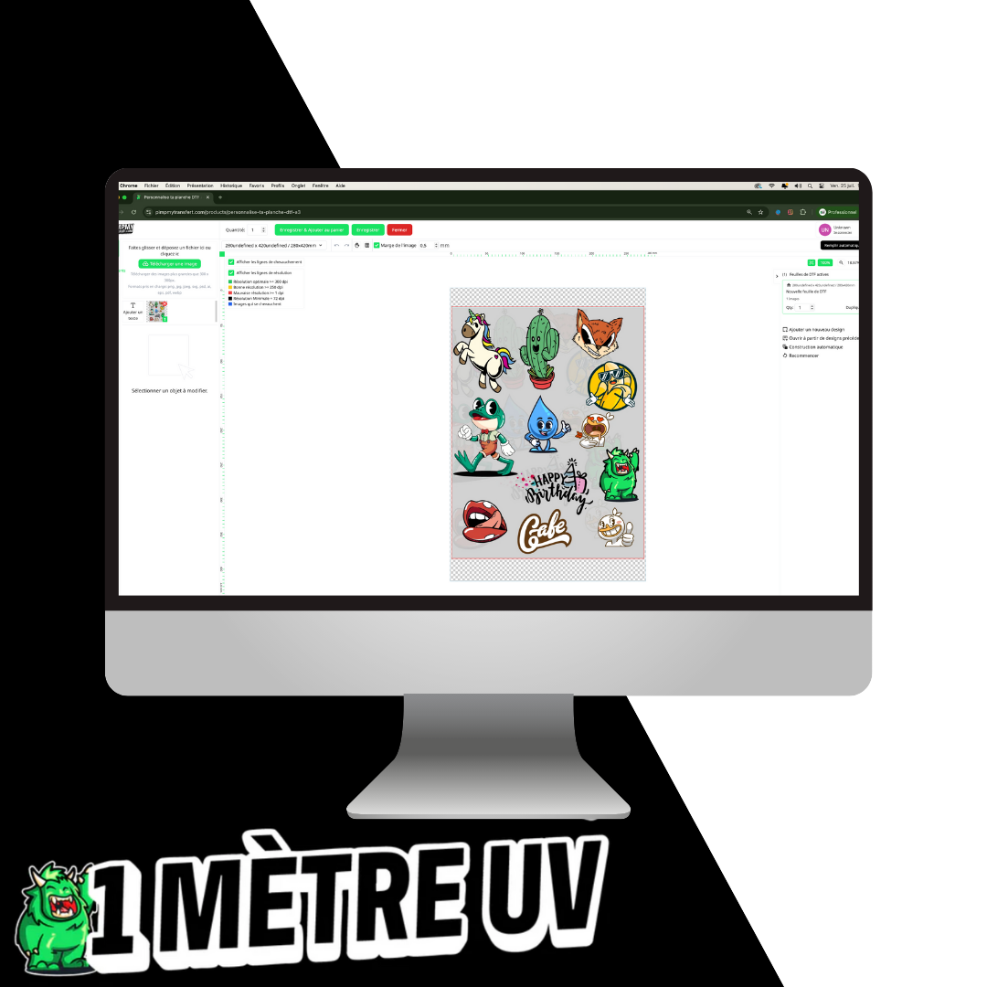 Personnalise ta planche DTF UV 1 mètre !