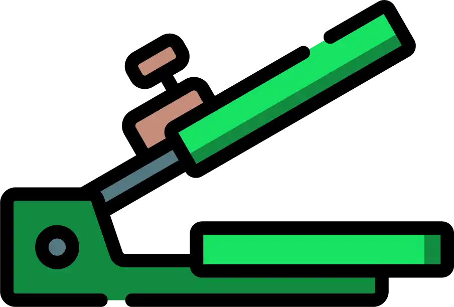 Agrafeuse de style cartoon avec des couleurs verte et noire.