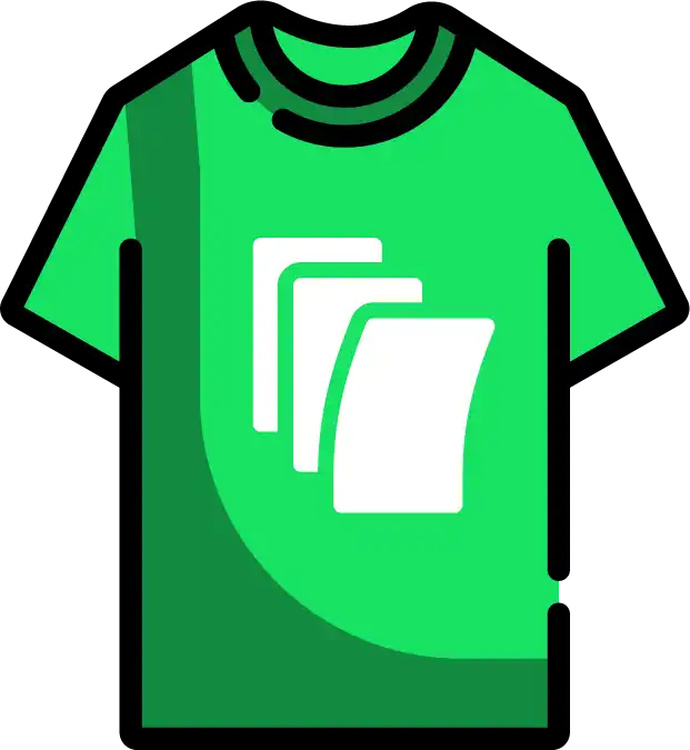 T-shirt vert avec un design de logo géométrique blanc.